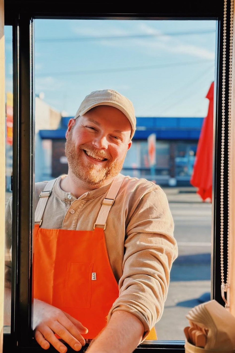 M.N Orange Cross-back Apron